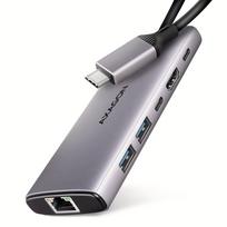 AXAGON HMC-6G2L 2x USB-A 10Gbps, 1x USB-C 10Gbps, 4K/60Hz HDMI, RJ-45, USB 3.2 Gen 2 hub, 100W PD, 15cm USB-C cable