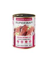 SUPER RAFI su veršiena ir triušio kepenėlėmis 400 g šlapias maistas šunims