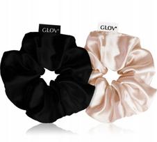 Plaukų gumytė Glov Satin Scrunchies M, juoda sp./šampano sp., 2 vnt.