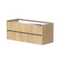 Vonios spintelė Kame City 120cm 2 stalčiai, Po stalviršiu, Be praustuvo, Aliuminio profilis Šviesus ąžuolas BUC/12-3DR/35P1