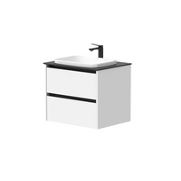 Vonios spintelė Kame City 60cm 2 stalčiai, be praustuvo, juodi profiliai Baltas Matinis BU/6-3DR/D02P2