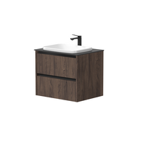 Vonios spintelė Kame City 60cm 2 stalčiai, be kriauklės, juodi profiliai Rudos ąžuolo BU/6-3DR/20P2