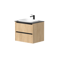 Vonios spintelė Kame City 60cm 2 stalčiai, be kriauklės, juodi profiliai Šviesus ąžuolas BU/6-3DR/35P2