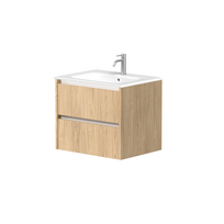 Vonios spintelė Kame City 60cm 2 stalčiai, be kriauklės, Balti profiliai, Šviesus ąžuolas BU/6-3DR/35P3