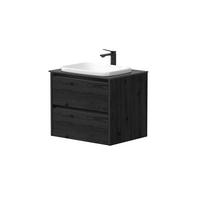 Vonios spintelė Kame City 60cm 2 stalčiai, be kriauklės, juodi profiliai Juodasis ąžuolas BU/6-3DR/1P2