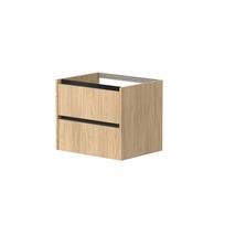 Vonios spintelė Kame City 60cm 2 stalčiai, Po stalviršiu, Be praustuvo, juodi profiliai Šviesus ąžuolas BUC/6-3DR/35P2