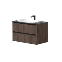 Vonios spintelė Kame City 80cm 2 stalčiai, be kriauklės, juodi profiliai Ruda ąžuolas BU/8-3DR/20P2