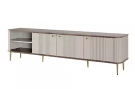 TV staliukas Vesper 187 RD kašmyro mdf riešutmedžio aukso spalvos kojos