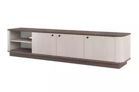 Tv Set Vesper 187 Cm With Open Shelfs - Cashmere / Nut / Black Handles