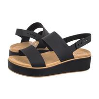 Crocs Brooklyn Matte Wrap Low Wedge Black/Cashew 211802-0RI (CR442-a) sandalai