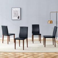 Valgomasis kėdžių komplektas, juoda PU oda, 90 cm, 4 vnt