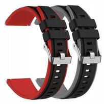 „BestAccessories" 2 × silikoninis dirželis laikrodžiui 22mm, juodai pilkas, juodai raudonas