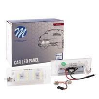 M-TECH LED license plate light LP-E5383 Valstybinio numerio apšvietimo modulis. Aukštos klasės LED alternatyva su patvirtinimu naudoti Europos keliuose. Rinkinį sudaro 2 vnt. LED tipas ir kiekis: 18Vnt.3014 Skirta: X5 E53 99~06 X3 E83 03~10