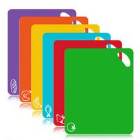 Cutting boards,Extra Thick Flexible Plastic Kitchen Cutting Board Mats Set, Set of 6 Colored Chopping Board With Food Icons & Easy-Grip Handles,