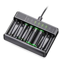 8 baterijų (AA/AAA) greito įkrovimo baterijų įkroviklis su USB-C jungtimi SW-8N