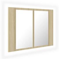 Veidrodinė vonios spintelė su LED, ąžuolo, 60x12x45cm, akrilas CFE9631088