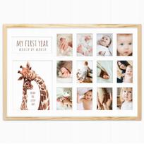 Medinis rėmelis „FIRST BIRTHDAY“ – koliažas 13 nuotraukų Framai