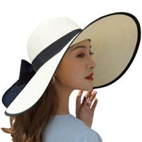 Women's hats,Womens Big Bowknot Straw Hat Large Floppy Foldable Roll up Beach Cap Sun Hat Summer UV Protection Beach Cap,White