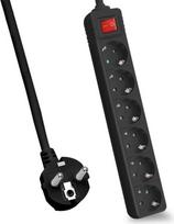 Helos Steckdosenleiste CLASSIC, 6-fach, schwarz, 5,0m, mit Schalter Robustes klassisches Design , 5,0m Zuleitung , Leiterquerschnitt: 1,5 mm² , Kabeltyp: H05VV-F 3G1.5mm , mit Schalter , 6 Schutzkontaktsteckdosen 45° gedreht , mit Berührungsschutz , belastbar bis zu 16 A/230V (4000 Watt) , VDE, CE und GS-Zertifiziert , Farbe: schwarz (262811)