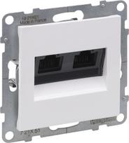 Dvigubas kompiuterinis lizdas Rj45 Cat.5e Utp baltas