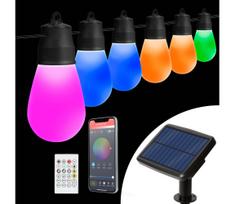 LED RGBIC Saulės girlianda 30xLED/1,3W/3,7V 2200 mAh 14,37 m IP65 juoda + su nuotoliniu pulteliu