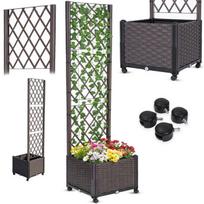 Vazonas su pergola ant ratukų Heckermann 39x39x186 cm technorattan rudas