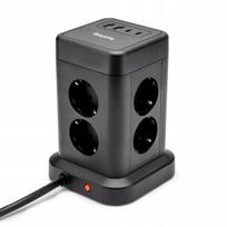 Huslog Hus1004 vertikalus prailgintuvas su Usb, 8 lizdai, juodas