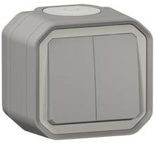 Legrand Plexo dvigubas jungiklis, pilkas, Ip55, paviršinis montavimas