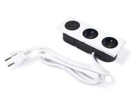 Įleidžiamas baldinis elektros lizdas su 2 Usb, 3 lizdai, ecru