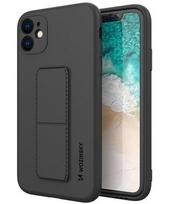 „Wozinsky“ silikoninis dėklas su stovu „iPhone 12“ dėklas su atrama, juodas