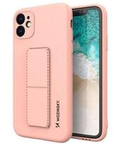 Dėklas Wozinsky Silikonowe etui su podstawką iPhone 12 Kickstand Case rožinė