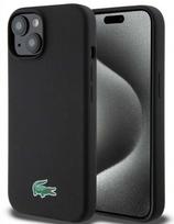 Lacoste Liquid Silicone Microfiber Croc Logo MagSafe dėklas skirtas Apple iPhone 15 juodos spalvos
