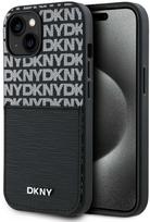 DKNY PU Leather Repeat Pattern Card Pocket dėklas telefonui Apple iPhone 14 juodos spalvos