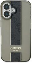 Guess IML Middle 4G Stripe Apple iPhone 16 dėklas telefonui juodos spalvos