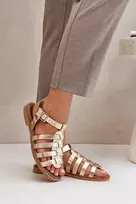Lewski Shoes Natūralios odos aukso spalvos basutės