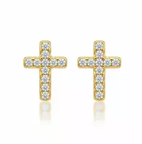 Marc Malone Gold-plated earrings with crystals Cross MCE260598G