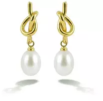 Emily Westwood Gold-plated dangle earrings with pearls EWE260731G