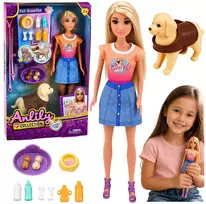 Lean Toys Lėlė 30 cm su šunimi ir priedais