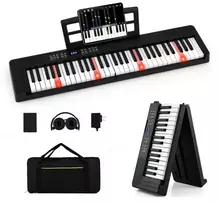 Sulankstomas pianinas 61 klavišų juodas