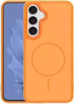 TFO Samsung Galaxy S26 dėklas su plonu, oranžiniu rėmeliu ir magnetuku