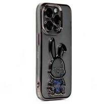 iLike Apple iPhone 15 Pro Max Silikoninis dėklas Print Desire Rabbit Juodas