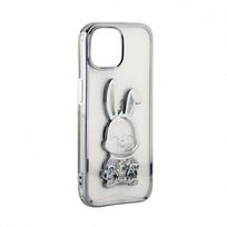 iLike Apple iPhone 15 Pro Silikoninis dėklas Print Desire Rabbit Sidabrinis