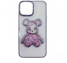 iLike Apple iPhone 14 Silikoninis dėklas Print Desire Bear Violetinė