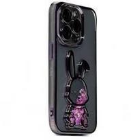 iLike Apple iPhone 15 Pro Silikoninis dėklas Print Desire Rabbit Violetinė