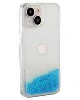 iLike Apple iPhone 15 Plus Silikoninis dėklas Vanduo Glitter Mėlyna