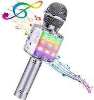 Bemi M85 Karaoke Mikrofonu Bērniem un Pieaugušajiem Ar Skaļruņiem & Ierakstu Micro SD USB Bluetooth Sudraba