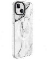 Dėklas Evelatus Apple iPhone 15 Plus PC+TPU With MagSafe Customized Print Marble Baltas
