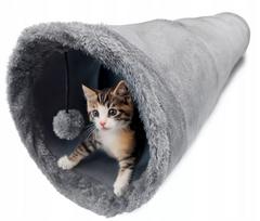 ITunelis katėms 120 cm – žaislas + namelis, su kamuoliuku