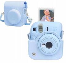Fujifilm Instax Mini 12 dėklas mėlynas su dirželiu ekologiška oda