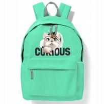 Mėtų spalvos mokyklinė kuprinė „Curious Cat“